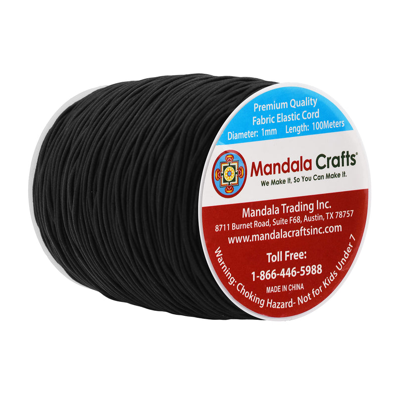 Mandala Crafts 1mm Elastic Cord for Bracelets Necklaces - 109 Yds